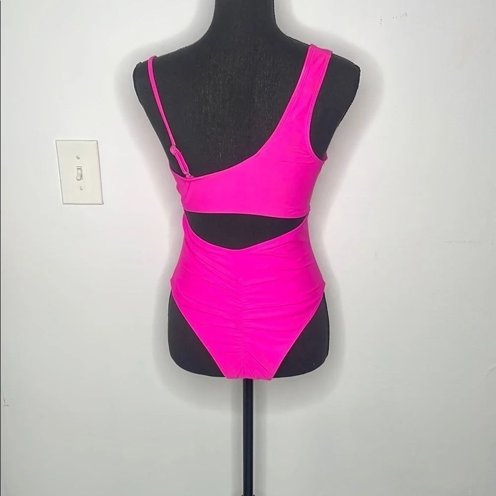 Vibrant Pink Cutout Cheeky One Piece Swimsuit
